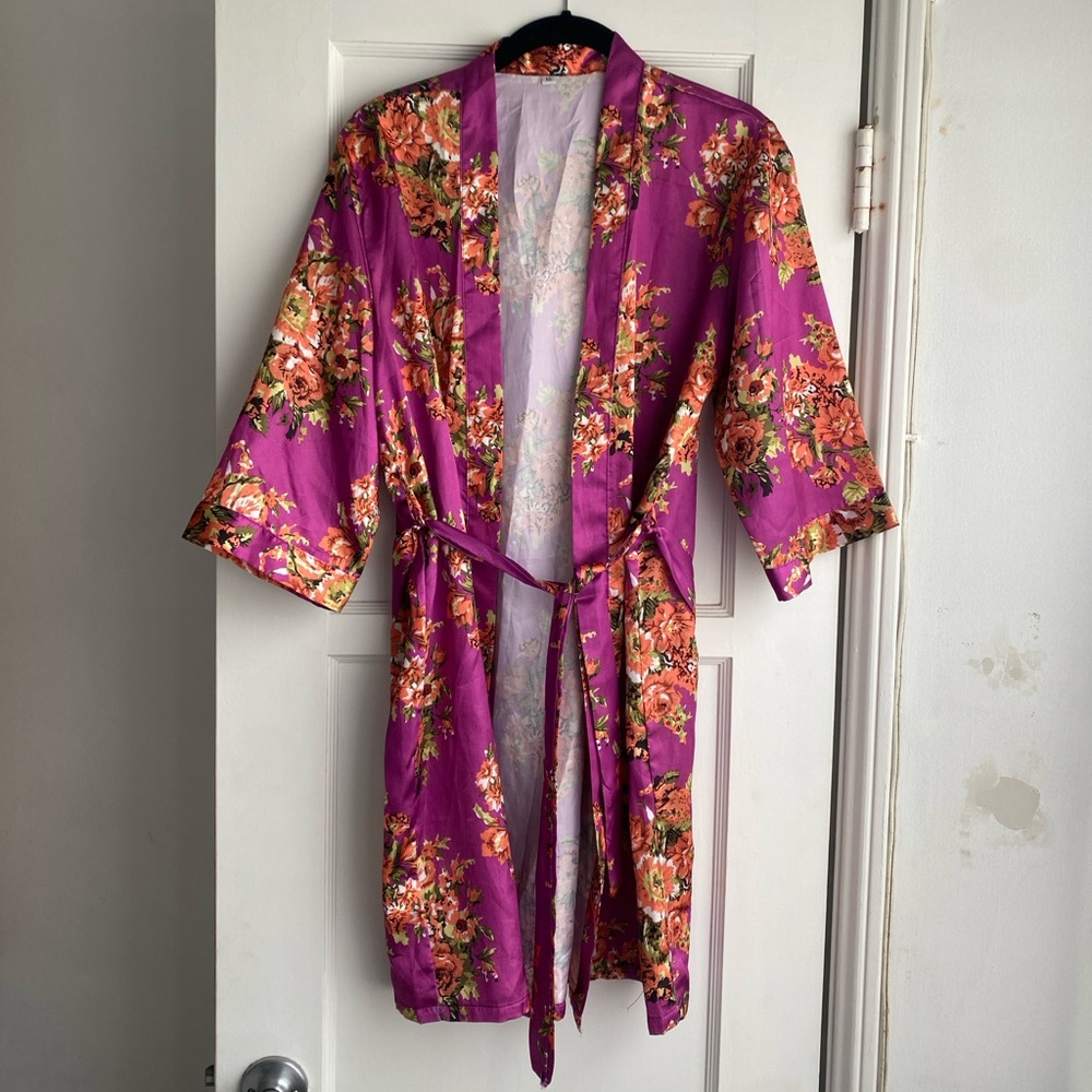 Floral Purple Kimono Robe